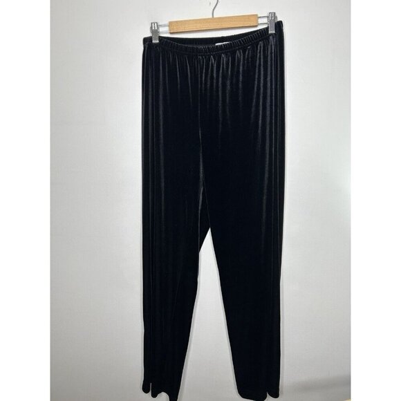 Jane Identified Vintage Black Velvet Pull On Wider Leg Pants Size 1X - Picture 1 of 11